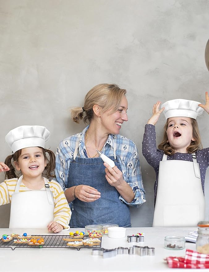Kids Apron and Chef Hat Set, 16 Pieces Boys Girls Kids Apron - Image 8