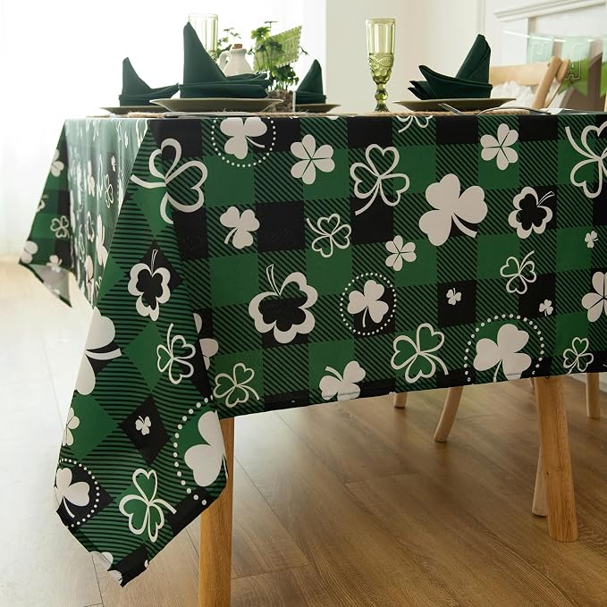 Saint Patricks Day Classic Buffalo Shamrock Tablecloth Fabric - Image 5