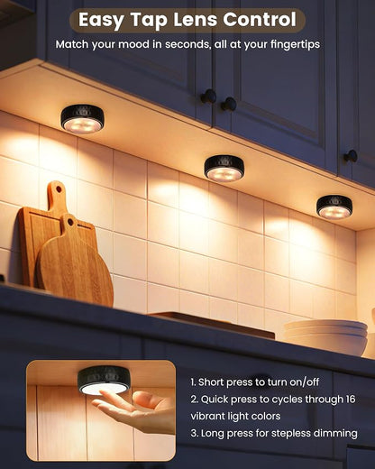 Puck Lights with Remote, Battery Operated LED Under Cabinet Lighting with Timer - Image 2
