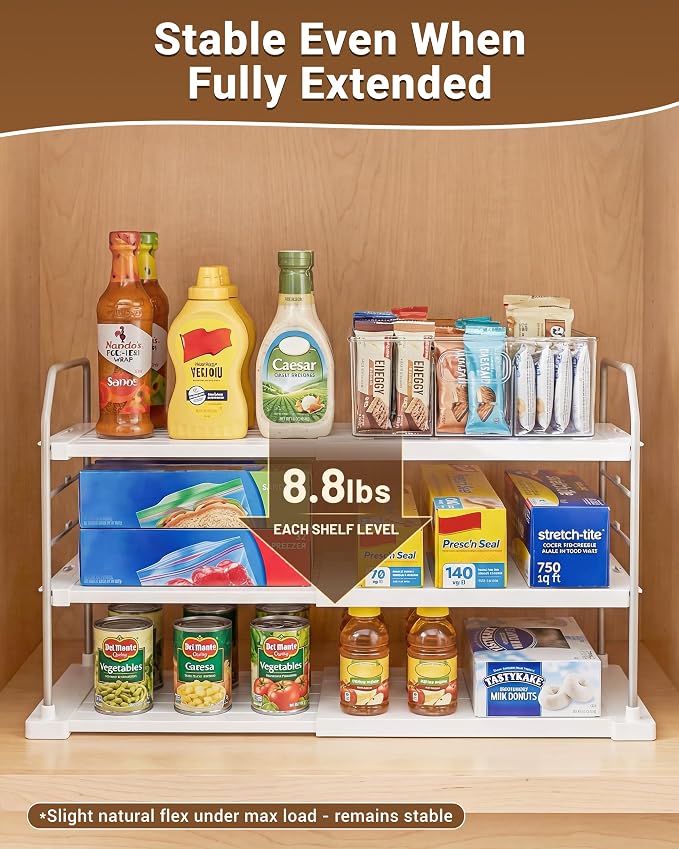 EVERIE Extendable 3-Tier Kitchen Cabinet & Pantry Organizer - Image 5