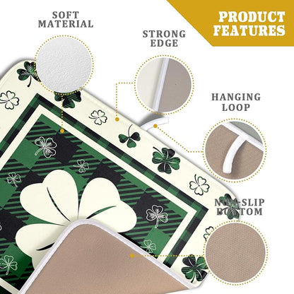 Giwawa Patrick Clovers Dish Drying Mat 16"x18" Lucky Shamrock Spring Leaf Dish - Image 4