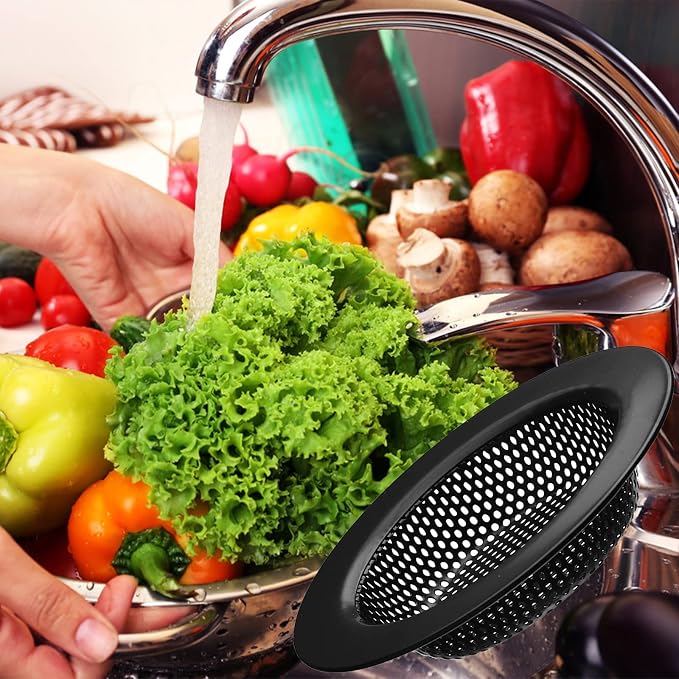 2 Pcs Black Stainless Steel Mesh Sink Drain Strainer, 3.54" Top/2.16" Kitchen - Image 3