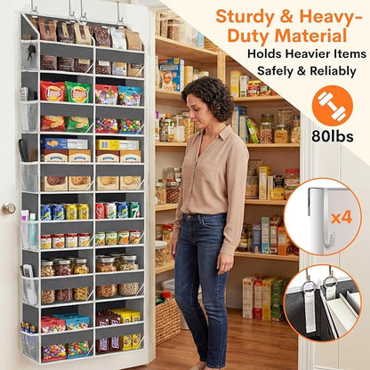 Over the Door Organizer 6 Tiers, Extra Large Behind Door Storage of 12 - Image 3