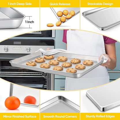 Homikit 1 Pack Baking Sheet, 18 x 13 Inches Stainless Steel Large Cookie Pan - Image 3