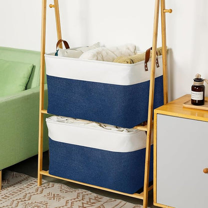 DULLEMELO 2-Pack Extra Large Blanket Basket Fabric Storage Baskets - Image 3