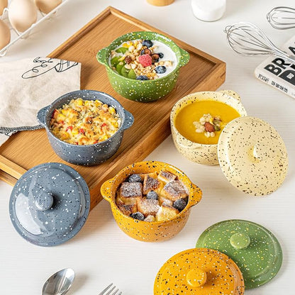 Individual Serving Pot Set of 4-10 Oz Ceramic Mini Cocotte - Image 9