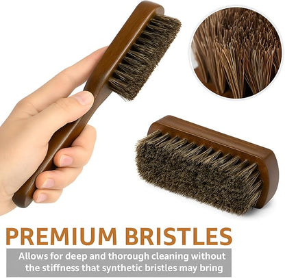 TAKAVU Leather & Upholstery Cleaning Brush Set, 100% Horse Hair Bristle - Image 3