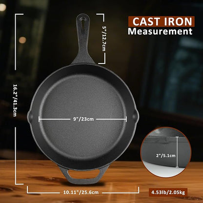 10 Inch Cast Iron Skillet, Pre-Seasoned Frying Pan - Image 2