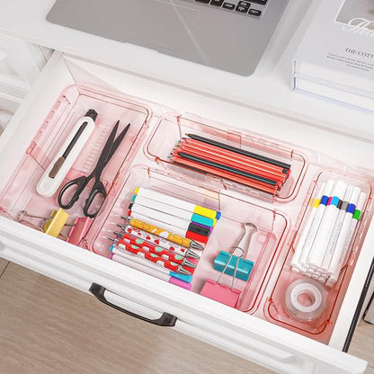 20 Pcs Clear Drawer Organizer, Adjustable Drawer Storage Box, 3-Size Desk - Image 5