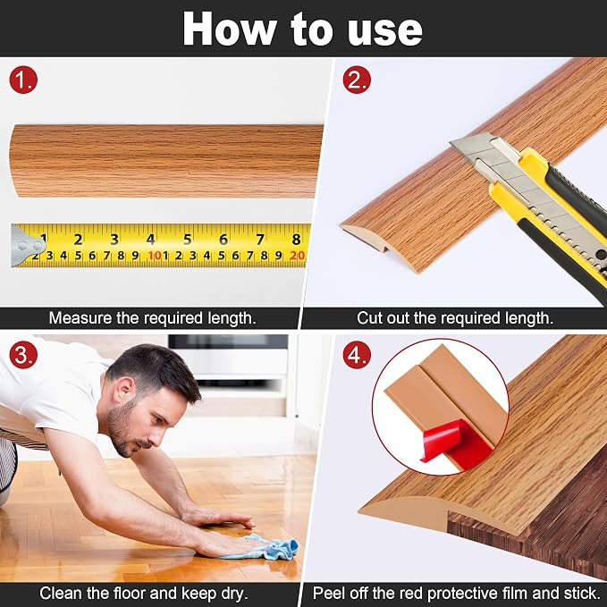 10Ft Carpet Floor Transition Strip, Self Adhesive Floor Edging Trim Strip - Image 6