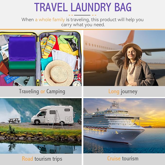 Extra Large Heavy Duty Laundry Bag - 28" x 40", Travel Laundry Bag for Dirty Clothes, Purple