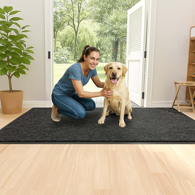Front Door Mat Indoor Outdoor Entrance, 30" x 72" Dirt Resistant and Absorbent Door Mat, TPR Backing Non-Slip Doormats, Easy to Clean, Low Profile Welcome Floor Mat for Outside Entry