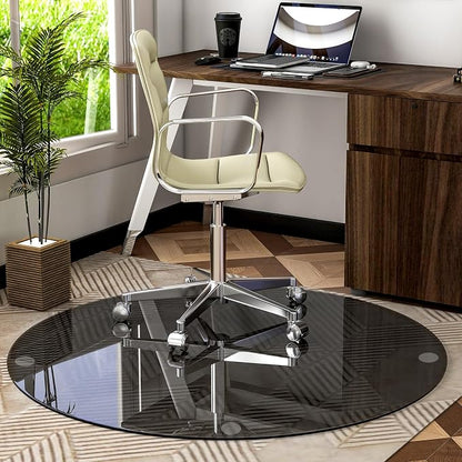 46" x 46" Round Tempered Glass Chair Mat - Image 6