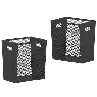 Piskyet Black Office Trash Can for Near Desk, 4.5 Gallon Unique Wood Bedroom by Piskyet