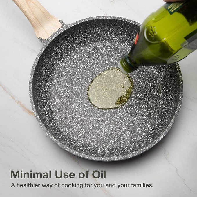 CAROTE Non Stick Frying Pan Skillet Set, Omelet Pan, Healthy Non Toxic Granite - Image 6