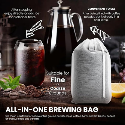 Cold Brew Bags, 6 * 8 Inch Fine Mesh Drawstring Pouches, Fits Mason Jars & - Image 4