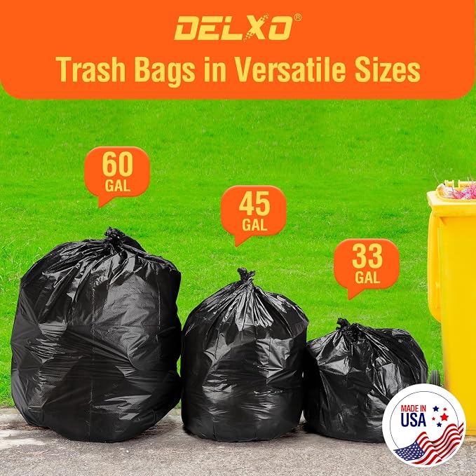 Delxo 30-33 Gallon Black Trash Bags, Durable & Puncture-Resistant Plastic - Image 8