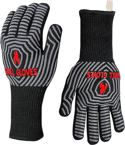 QUWIN BBQ Gloves, Oven Gloves 1472℉ Extreme Heat Resistant, Grilling Gloves by QUWIN