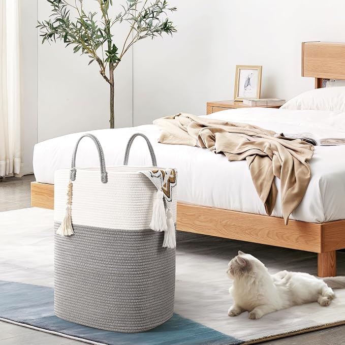 Woven Laundry Basket for Clothes, 65L Large Rectangle Laundry Hampers - Image 4