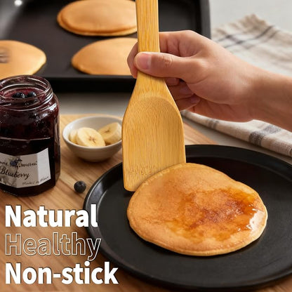 IOOLEEM Bamboo Wooden Spoons for Cooking 6 Pcs 12 Inch, Non-Stick Wooden - Image 9