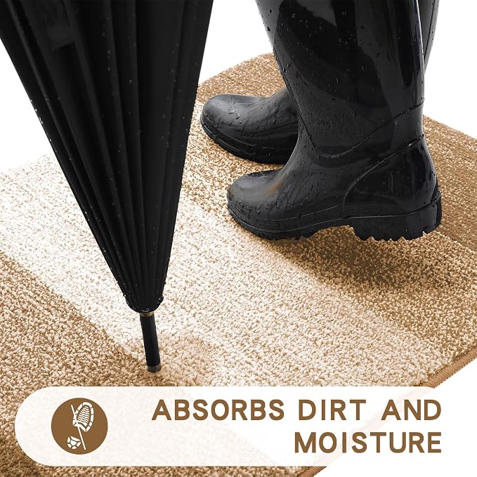 Kitinjoy Indoor Outdoor Door Mat, 30x17 Non-Slip Absorbent Dirt Trapper - Image 2