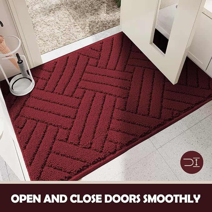 Door Mat Indoor Doormat, Entryway Rug Red Door Mats Non-Slip Rubber Backing - Image 5