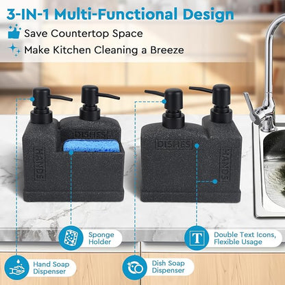 Kitchen Hand Soap and Dish Soap Dispenser Set, Dual Soap Dispenser - Image 2