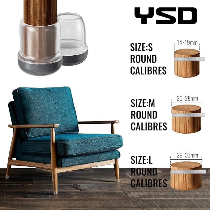YSD 0.75Inch 24 Pcs Silicone Chair Leg Floor Protectors, Hair and dust - Image 6