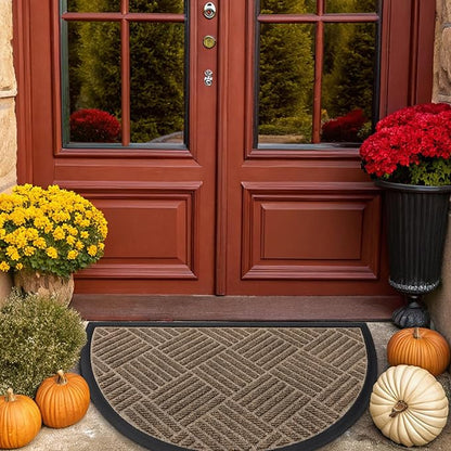 Smiry Half Circle Front Door Mat Outside Entrance, Heavy Duty Outdoor Indoor - Image 9