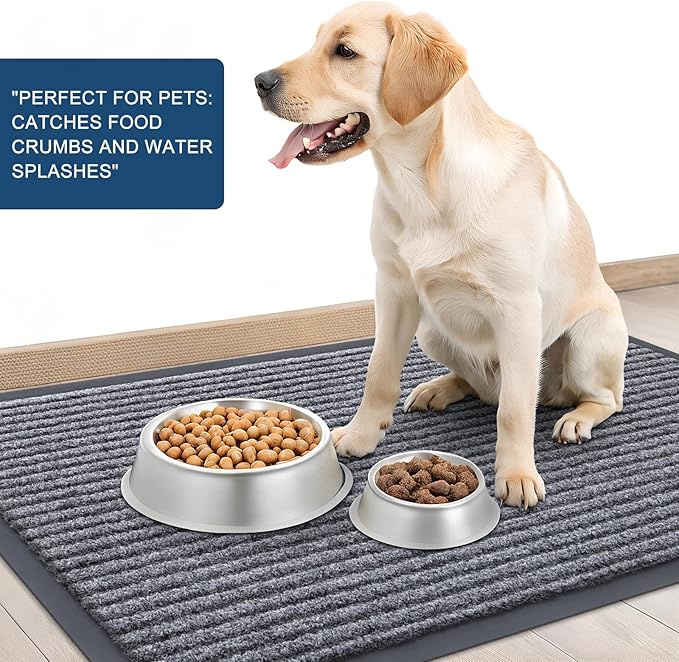 OLANLY Front Door Mat Indoor Outdoor Entrance, Waterproof Heavy Duty Doormat, Fade Resistant, Low Profile, Easy Clean Patio Porch Welcome Floor Mats for Entry, 59x24, Light Gray