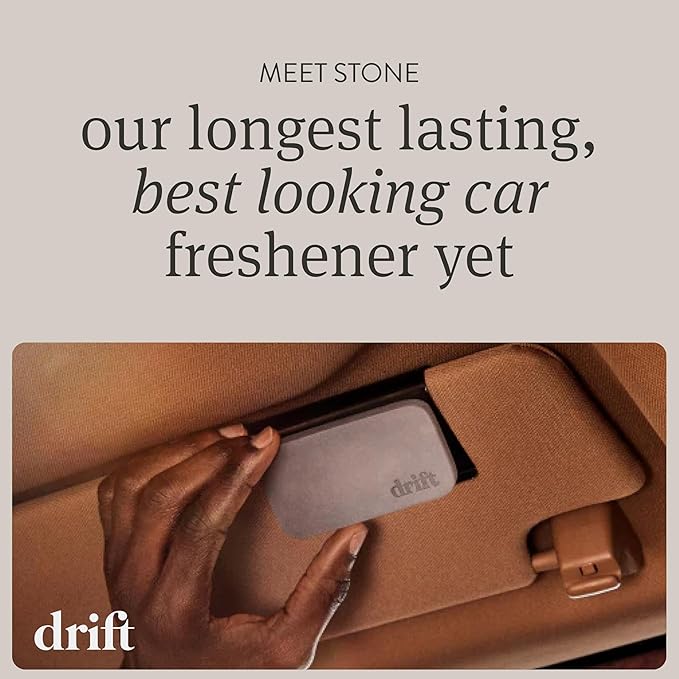 Drift Car Air Freshener - The Original Stone Air Freshener - Car Odor Eliminator - Long Lasting Scent - Metal Clip - Essential Oils - Clean Ingredients - Grove Scent 3 Pack Refill - NO CLIP INCLUDED