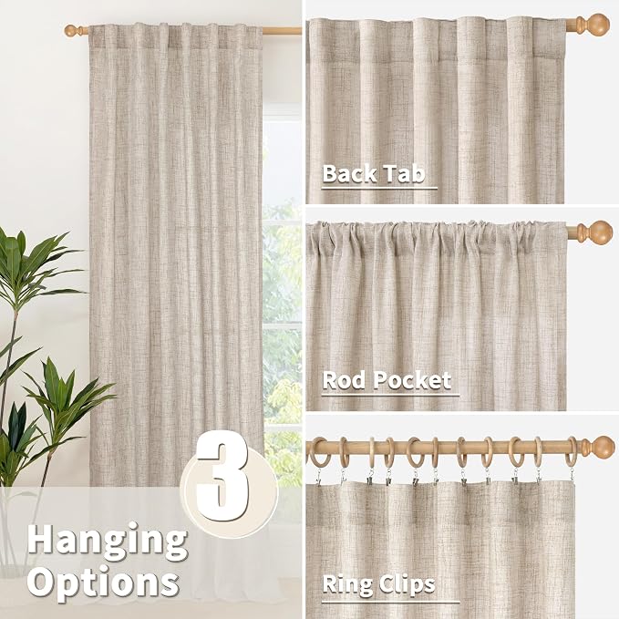 YoungsTex Natural Linen Curtains 84 Inches - Image 2