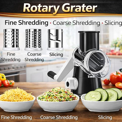 Manual Rotary Cheese Grater for Kitchen, Vegetable Slicer, 3-in-1 Hand Crank - Image 2