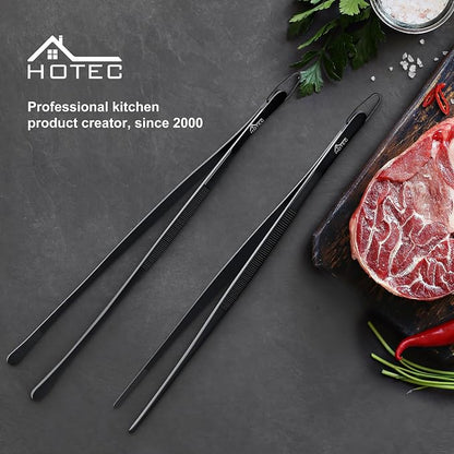 HOTEC Kitchen Tweezers Tongs Stainless Steel Professional Chef Tweezers - Image 9