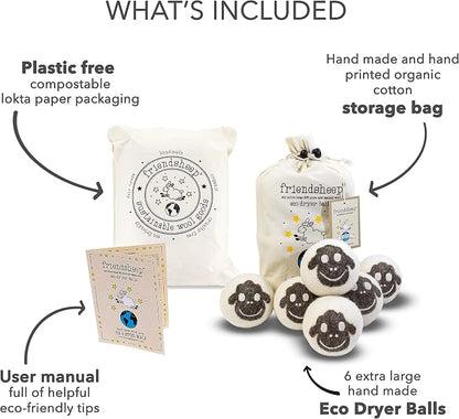 Wool Dryer Balls by Friendsheep 6 Pack XL Organic Premium Reusable Cruelty Free - Image 4