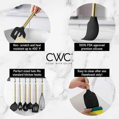 COOK WITH COLOR Silicone Cooking Utensils, Kitchen Utensil Set, Cooking Utensils - Image 3