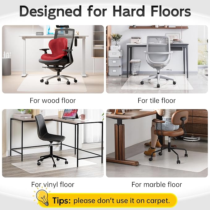 Office Chair Mat for Hardwood Floor, 48” x 40” Crystal Clear Hard Floor Chair - Image 5