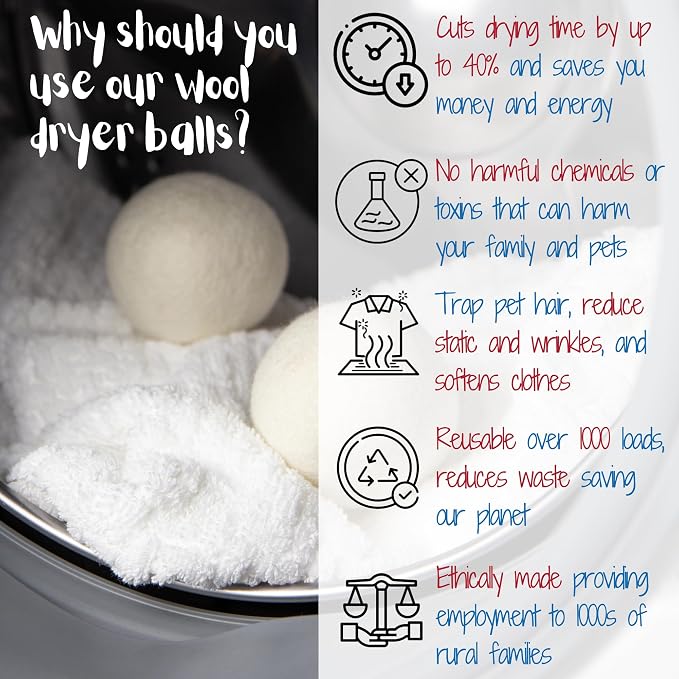 Wool Dryer Balls Organic Premium | Handcrafted Puppy Dog Face Design | 6 Balls - Image 3