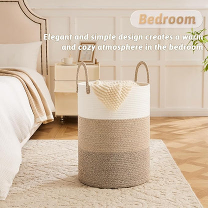 Laundry Basket, Woven Cotton Rope Laundry Hamper, 100L - Image 4