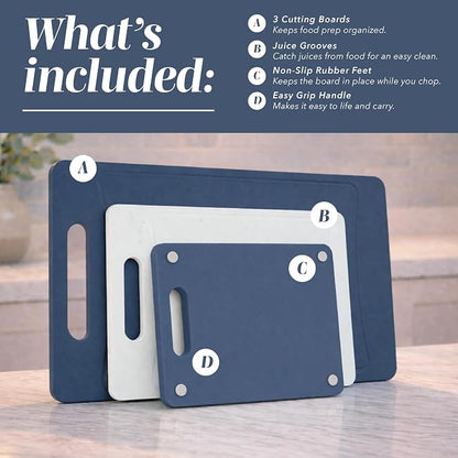 COOK WITH COLOR Non-Slip Cutting Board Set – Kitchen Essentials with Easy Grip - Image 2