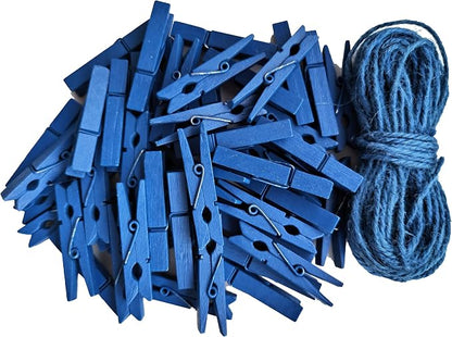 1.9 Inch Blue Clothespins Wall Decor Hang Pictures Artwork Kitchen Clips - Image 2