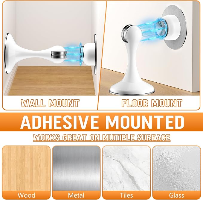 Crosize Magnetic Door Stoppers 4 Pack, Stainless Steel Door Catch - Image 5