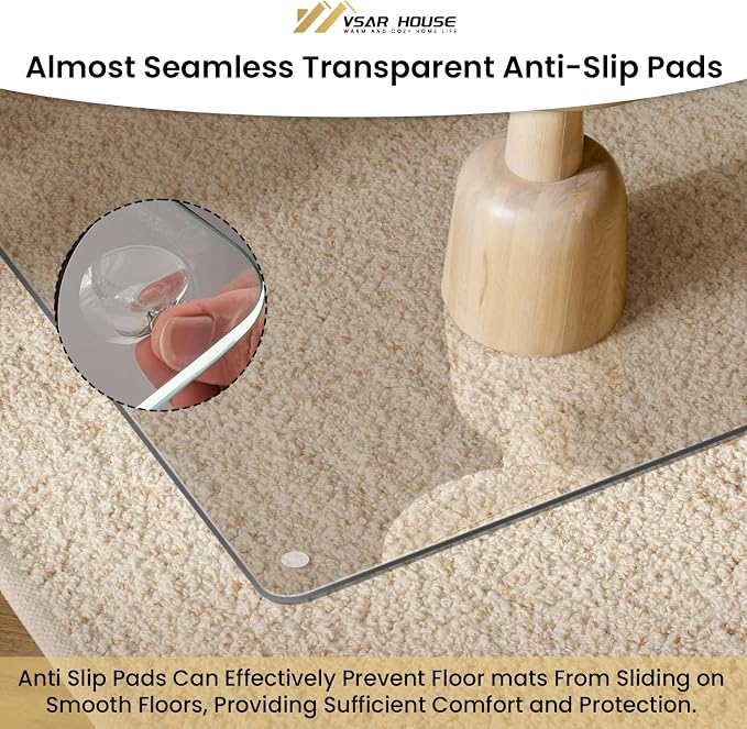 55"x46" Tempered Glass Chair Mat, Heavy Duty Glass Office Floor Mat - Image 6