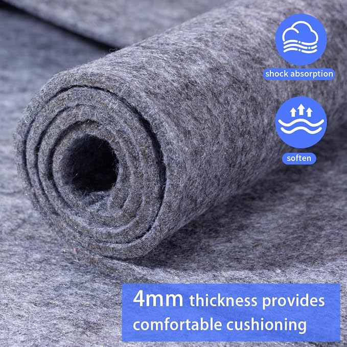 Extra Large Area Rug Pad, 9x12 Ft Cushioned Carpet Pad, Thick Felt Pad - Image 3