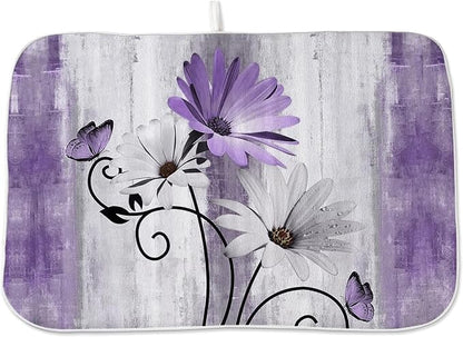 Floral Dish Drying Mat 18x24 Inches by OFIRD