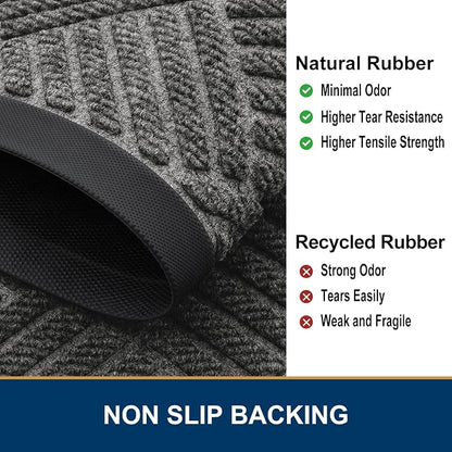Smiry Front Door Mat Outside Entrance, Heavy Duty Outdoor Indoor Natural Rubber - Image 5