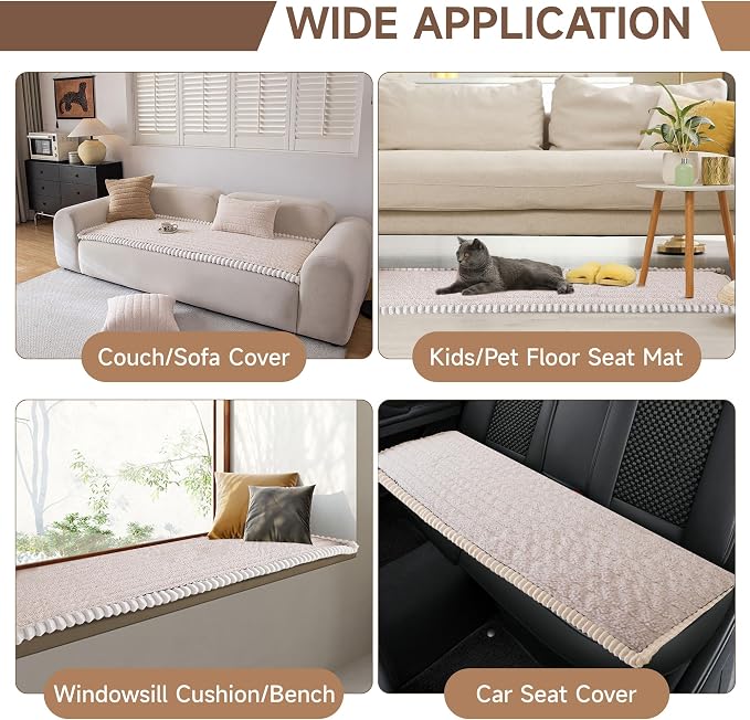 OTOB Sofa Covers for 3 Cushion Couch Washable, All Seasons Fuzzy Non Slip Kids - Image 5