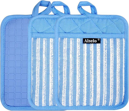 Alselo Silicone Pot Holders Set of 3 Heat Resistant & Non Slip Potholders - Image 8