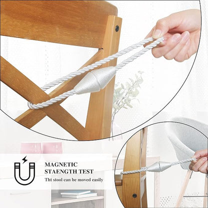 2 Pack Magnetic Curtain Tiebacks Rope Modern Handmade Curtain Tie Backs - Image 4
