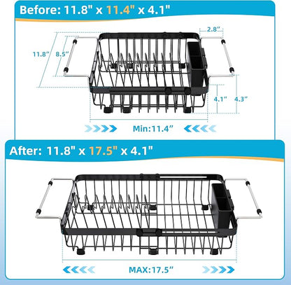 romision Expandable Dish Drying Rack Over The Sink Small Metal Stainless Steel - Image 4